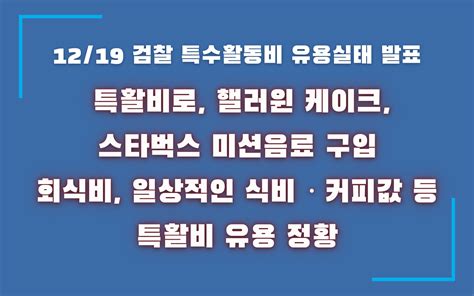 검찰 특활비 유용실태 발표 기자회견 핼러윈 케이크 스벅 미션음료로 기밀수사 활동 소식