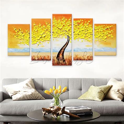 Pieces Panel Wall Art Palette Knife Hand Painted Flower Oil Painting