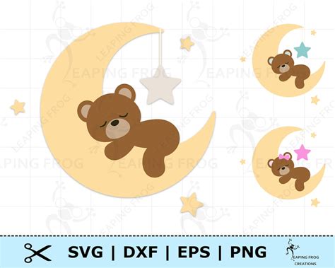 Oso En La Luna Svg Png Cricut Archivos Cortados En Capas Etsy Espa A