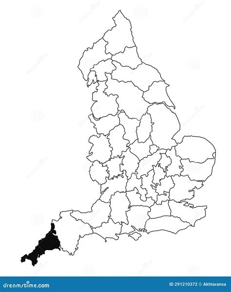 Map Of Cornwall County In England On White Background Single County