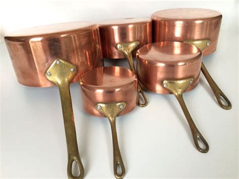 Set Vintage French Copper Sauce Pans S Rie Casseroles Etsy France