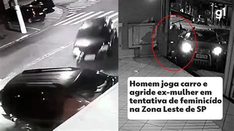 VÍDEO homem joga carro contra ex mulher e a atinge barra de ferro