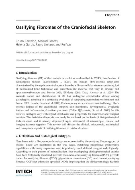 Pdf Ossifying Fibromas Of The Craniofacial Skeleton Cdn Intechopen