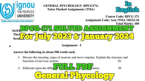 BPCG 171 SOLVED ASSIGNMENT 2023 24 General Phycology Ignou