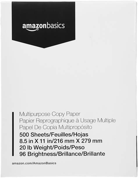 Buy Amazon Basics Multipurpose Copy Printer Paper - 96 Bright White, 8. ...