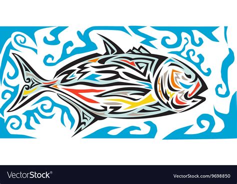 Giant Trevally Side Tribal Art Royalty Free Vector Image