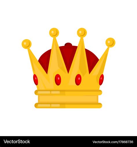 Gold King Crown Flat Cartoon Royalty Free Vector Image