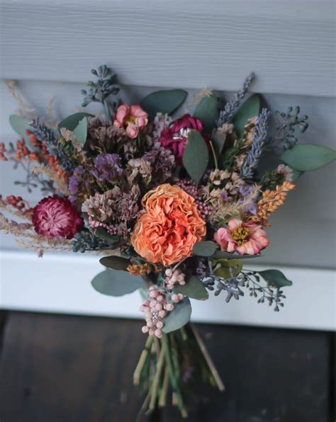 Fall Wedding Bouquets Purple Orange Bouquets Bridesmaid Flowers