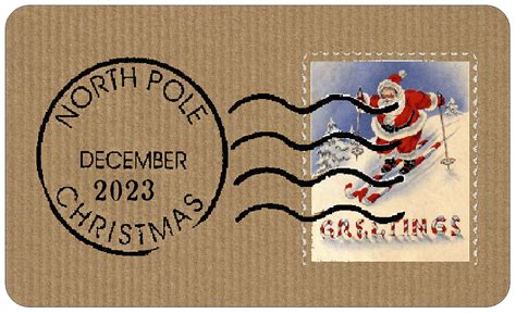 X21 Brown North Pole Santa Stamp Postmark Envelope Stickers Tllc