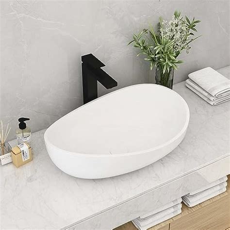 Weibath Oval Vessel Sink Stone Resin Bathroom Sink Modern Art Sink