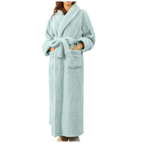 Hvyesh Womens Plush Fleece Robe Flannel Fleece Bathrobe For Womens Fluffy Cute Long House Coat