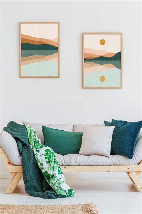 Sun And Mountain Wall Art Set Of Prints Boho Printable Wall Art