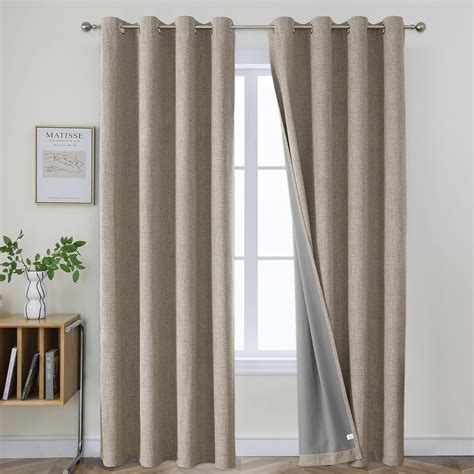 Joydeco Cortinas Opacas De Lino De 108 Pulgadas De Largo 2 Paneles