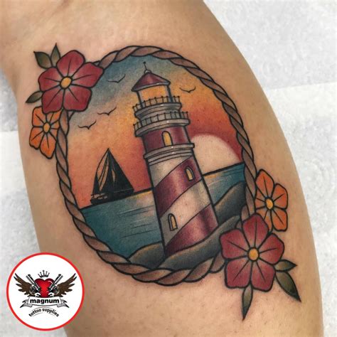 Lighthouse Tattoo From Stephanie Melbourne With Magnumtattoosupplies Colour Lighthousetattoo