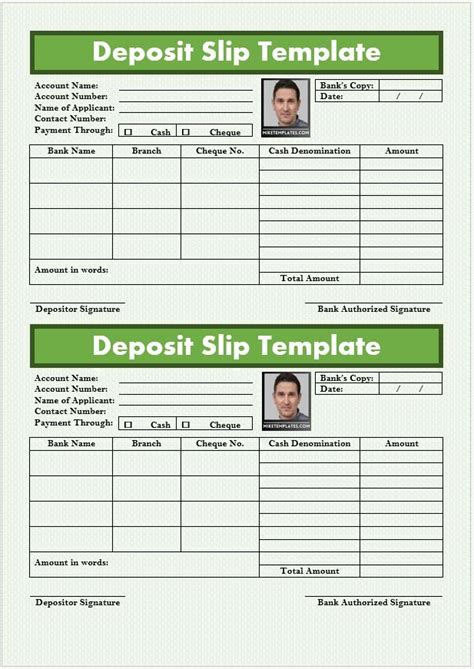 Print Free Bank Deposit Slip Templates Deposit Slip Examples Word