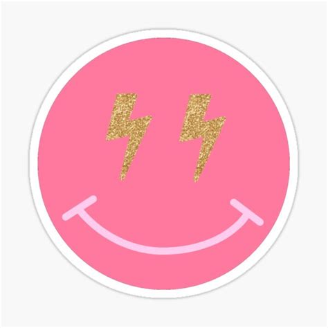 Pink Glitter Smiley Face Sticker For Sale By Emmamfallon Redbubble