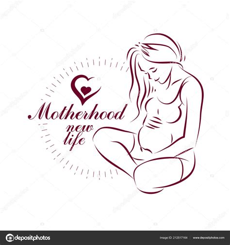 Pregnant Female Body Shape Hand Drawn Vector Illustration Beautiful