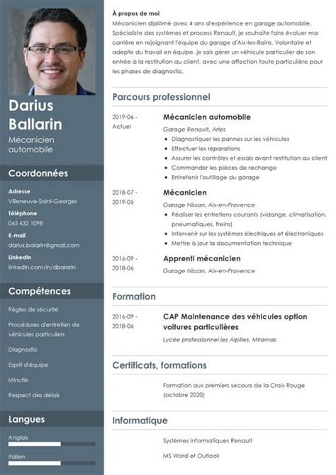 Exemple De Cv M Canicien Automobile Ing Nieur Etc