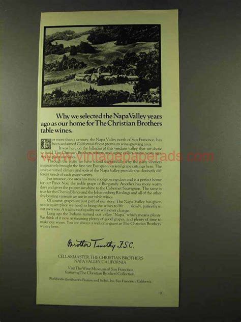 1973 Christian Brothers Wine Ad Napa Valley Dc0312