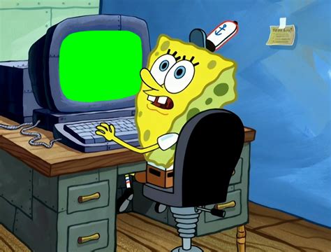 Spongebob Typing On A Computer Meme Spongebob Squarepants Green Scr Creatorset