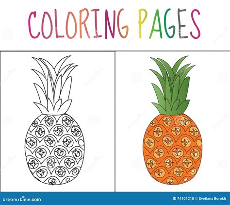 Page De Livre De Coloriage Ananas Version De Croquis Et De Couleur