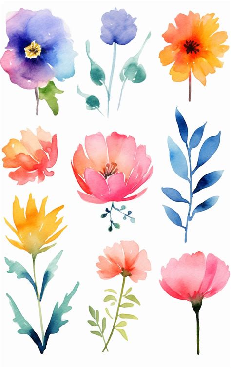 Colorful Wedding Floral Watercolor Clip Art Set Botanical Png