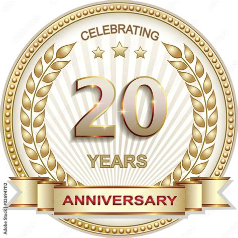 Vecteur Stock 20 Years Anniversary Vector Golden Design Background For