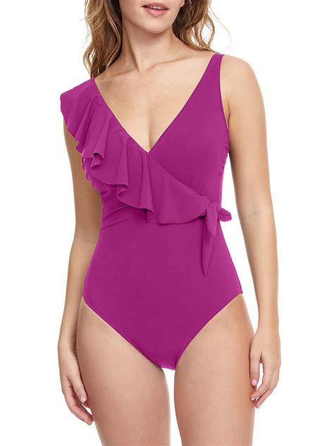 Gottex Tutti Frutti Ruffled One Piece Swimsuit Warm Viola Editorialist