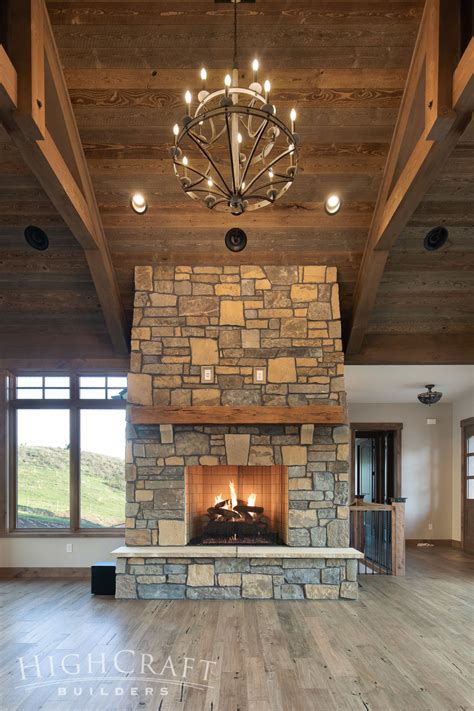 Dutch Ridge Ranch Farmhouse Rustic Stone Fireplace Highcraft