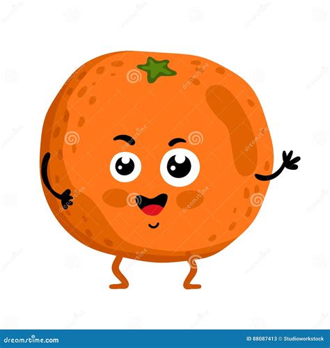 Personaje De Dibujos Animados Aislado Naranja Divertida De La Fruta