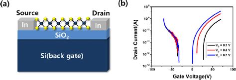 Color Online A Schematic Illustration Of Mos2 Fet With In