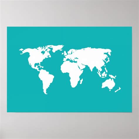 Blue World Map Poster Zazzle