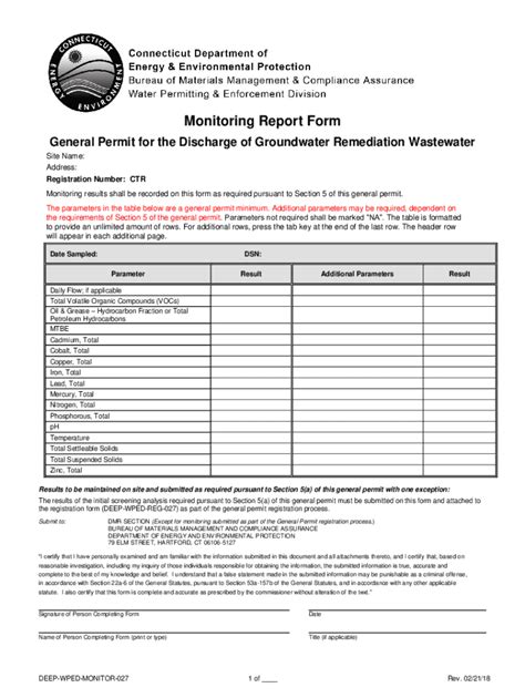 Fillable Online Discharge Monitoring Report Form Groundware