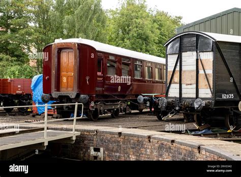 Traditional Passenger Carriages In A Railway Shunting Yard Stock Photo