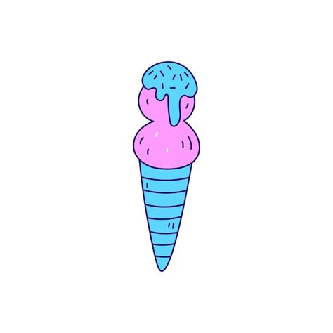 Premium Vector Melting Ice Cream Cone Doodle Vector Illustration