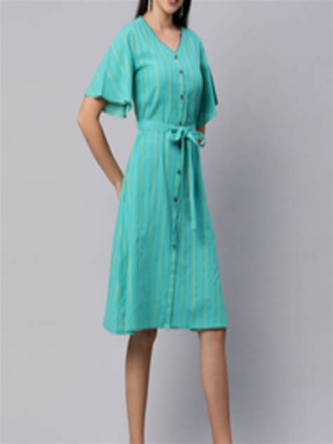 Buy Kami Kubi Green Striped A Line Dress Dresses For Women 18448620