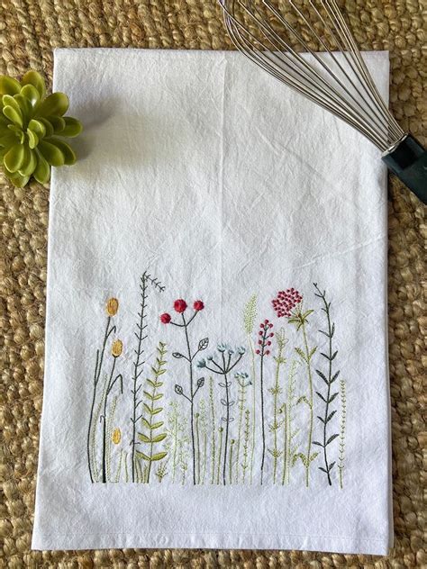 Wildflowers Tea Towel Flower Tea Towel Spring Tea Towel Flour Sack Towel Kitchen Towel