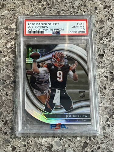 Joe Burrow 2020 Select White Prizm Die Cut Field Level Rc 346 Psa 10