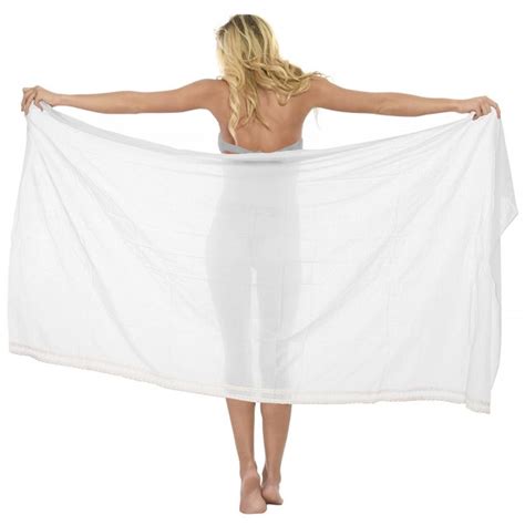 Sarong Bathing Suit Pareo Wrap Bikini Cover Up Womens Rayon Swimsuit Swimwear White With Lace