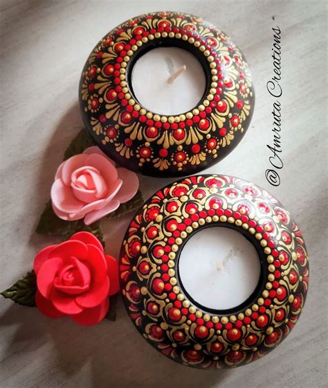 Dot Painted Candle Holders Tea Light Holders En Mandalas Arte