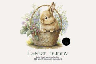 Watercolor Floral Easter Bunny Clipart Graphic By Elena Dorosh Art