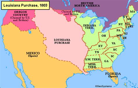 Map Showing The Louisiana Purchase 1803 | Literacy Basics