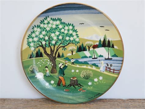 Vintage Barbara Furstenhofer Plate Seasons Series Spring Folk Art