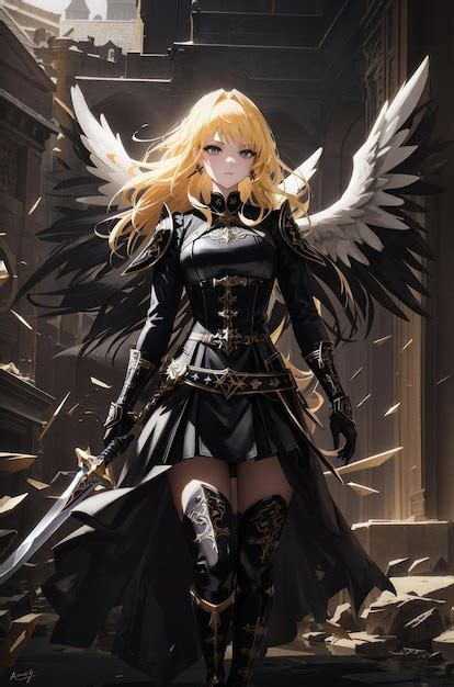 Premium Ai Image A Girl With A Sword And Shield