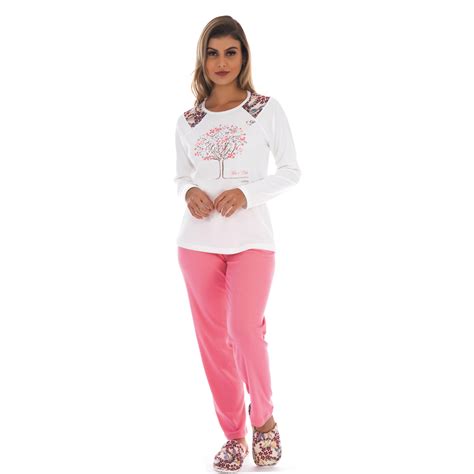 Pijama Feminino Para O Inverno Tradicional Victory