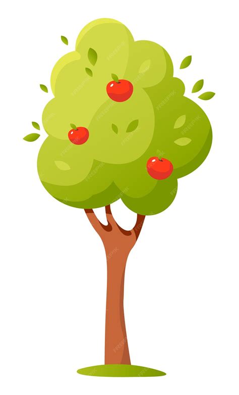 Premium Vector Apple Tree Cute Vector Illustration Of A Fruit Tree