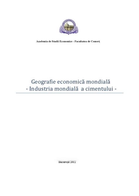 Referat Geografie Economic Mondial Industria Mondial A Cimentului