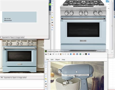 Misty Blue Kitchenaid Oven And Mixer Matches Sherwin Williams Paint