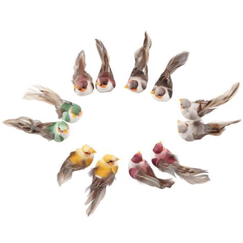 12 pièces Simulation mousse oiseau oiseau artificiel décor avec Clip