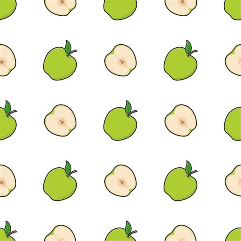 Premium Vector Green Apple Fruit Seamless Pattern Fresh Apple